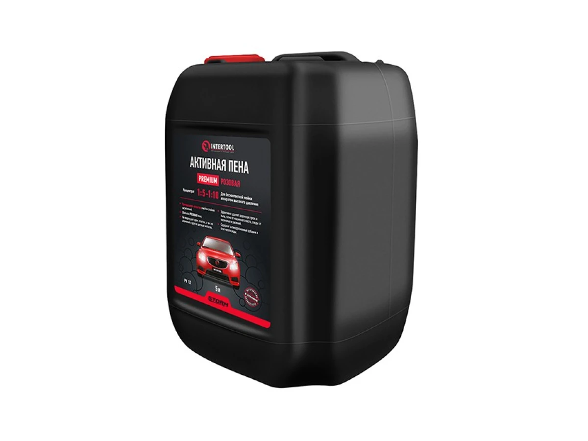 Пена активная PREMIUM 5 л, розовая, концентрат 1:5 - 1:10, для бесконтактной мойки аппаратом высокого давления, STORM INTERTOOL FS-9095 
