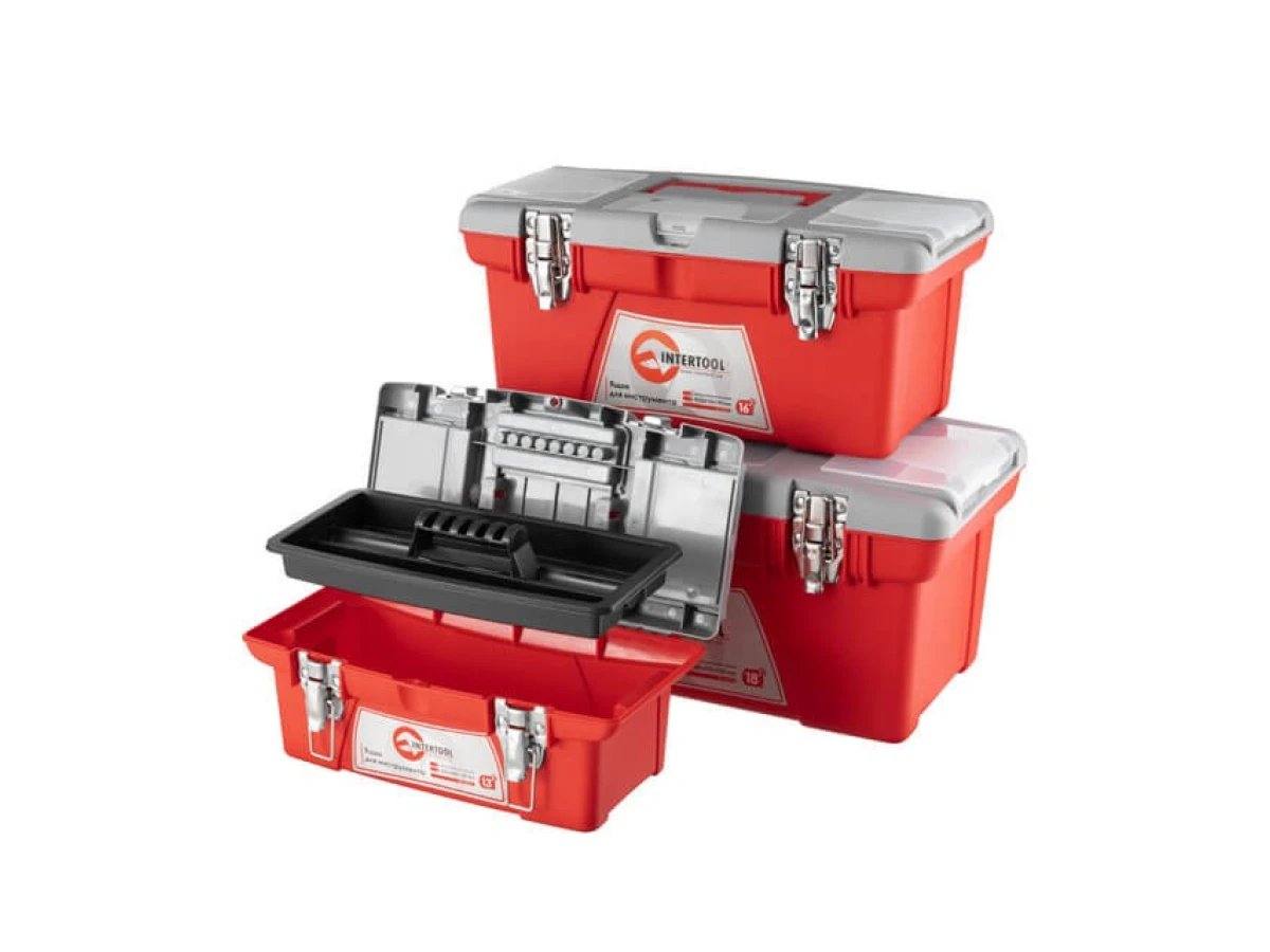 Комплект ящиків для інструменту з метал. замками 3 од. (BX-0513 13" / BX-0516 16" / BX-0518 18") INTERTOOL BX-0503 