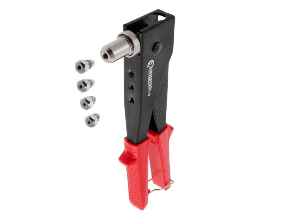 Пістолет заклепувальний ручний, діаметр заклепки 3.2; 4; 4.8 мм (з поворотом на 90°) INTERTOOL RT-0002 