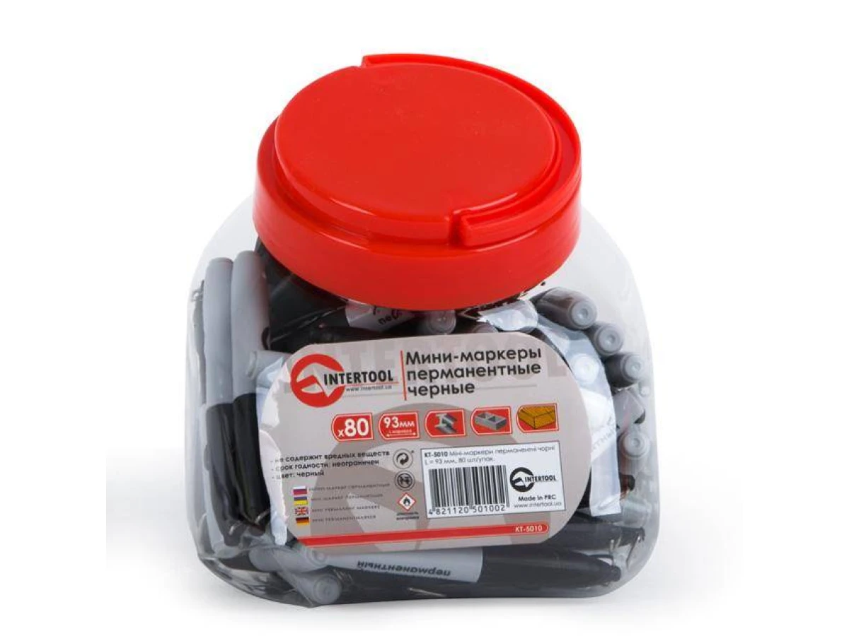 Міні-маркери перманентні чорні L = 93 мм, 80 од./уп INTERTOOL KT-5010 