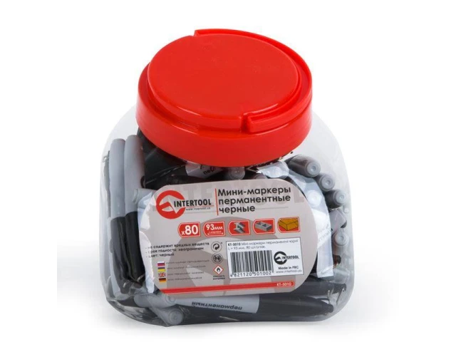Міні-маркери перманентні чорні L = 93 мм, 80 од./уп INTERTOOL KT-5010 