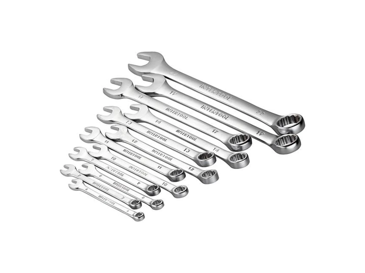 Набір ключів комбінованих 12 шт, 6-22 мм CrV INTERTOOL HT-1203 