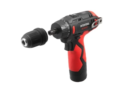 Дриль-шурупокрут акумуляторний, 12 В, 30 Nm, 0-350/0-1300 об/хв, патрон 0,8-10 мм, 2,0 Аг, знімний патрон INTERTOOL WT-0318