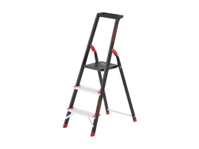 Стремянка 3 ступени, лоток для инвентаря, стальной профиль, высота верхней ступени 630мм, 409х667х1132мм, 150кг INTERTOOL LT-0053 