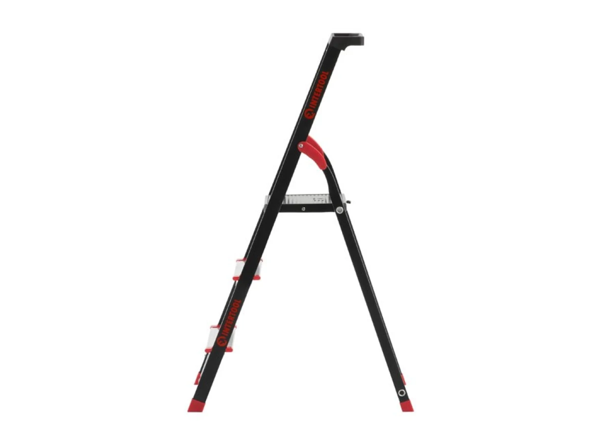 Стремянка 3 ступени, лоток для инвентаря, стальной профиль, высота верхней ступени 630мм, 409х667х1132мм, 150кг INTERTOOL LT-0053 