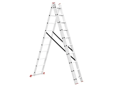 Лестница алюминиевая 3-х секционная универсальная раскладная 3*10 ступ. 6,48 м INTERTOOL LT-0310