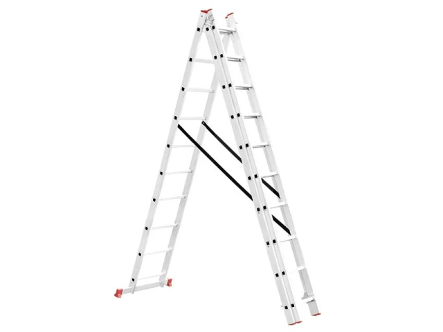 Лестница алюминиевая 3-х секционная универсальная раскладная 3*10 ступ. 6,48 м INTERTOOL LT-0310 