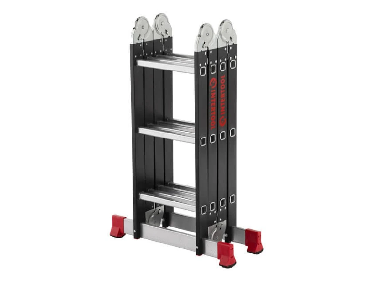 Лестница мультифункциональная трансформер 4х3 ступени, стальной профиль, 3380мм, 150 кг INTERTOOL LT-0023 