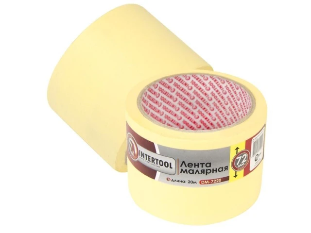 Стрічка малярська 72 мм, 20 м, жовта INTERTOOL DM-7220 