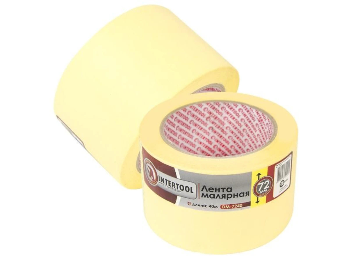 Стрічка малярська 72 мм, 40 м, жовта INTERTOOL DM-7240 