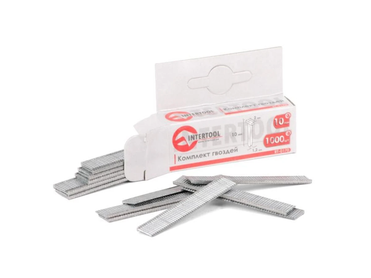 Цвях 10 мм, уп.1000 шт. (під пістолетиRT-0105, RT-0120, RT-0202) INTERTOOL RT-0170 