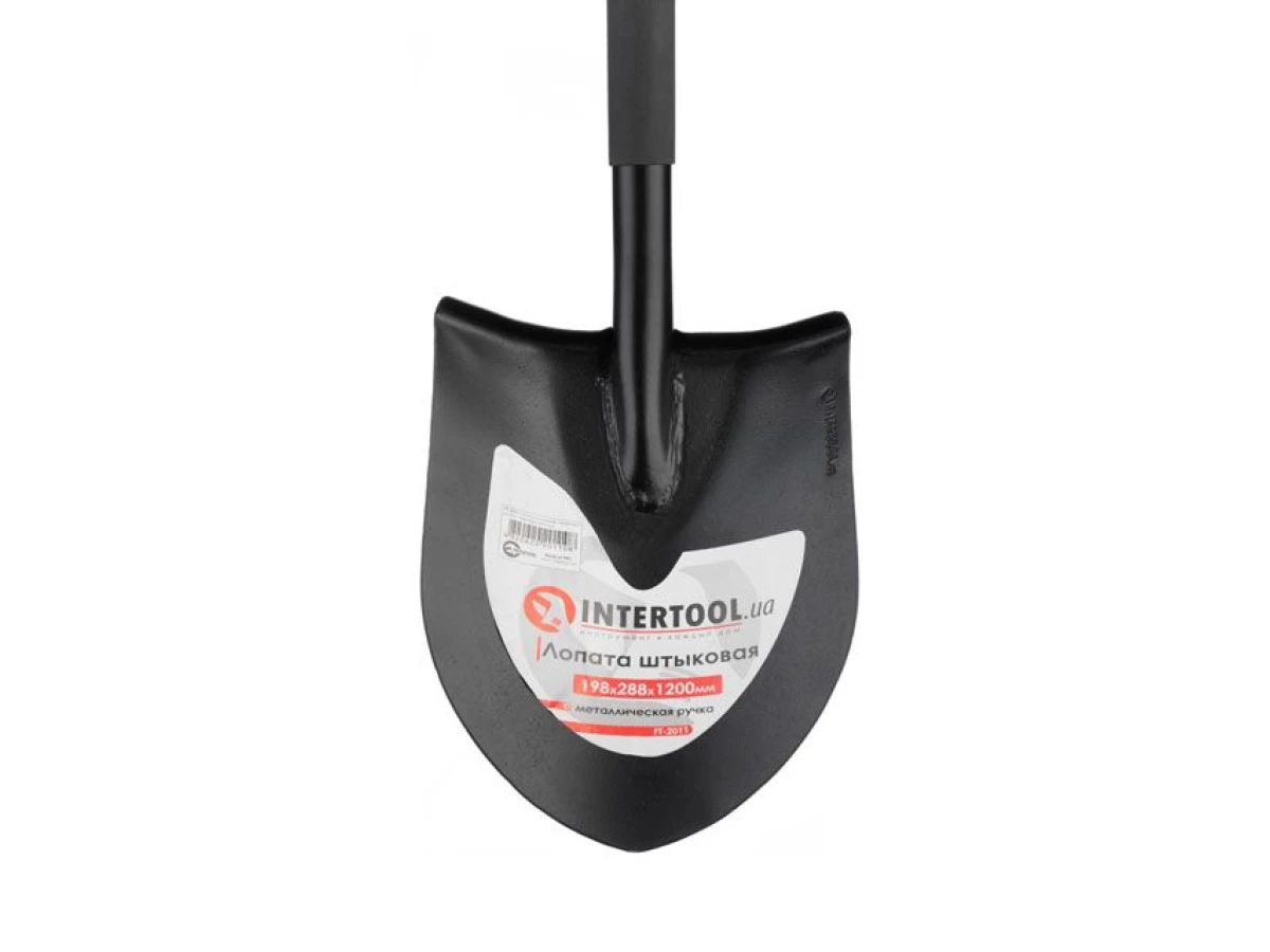 Лопата штикова, металева ручка, 198х288х1200 мм INTERTOOL FT-2011 
