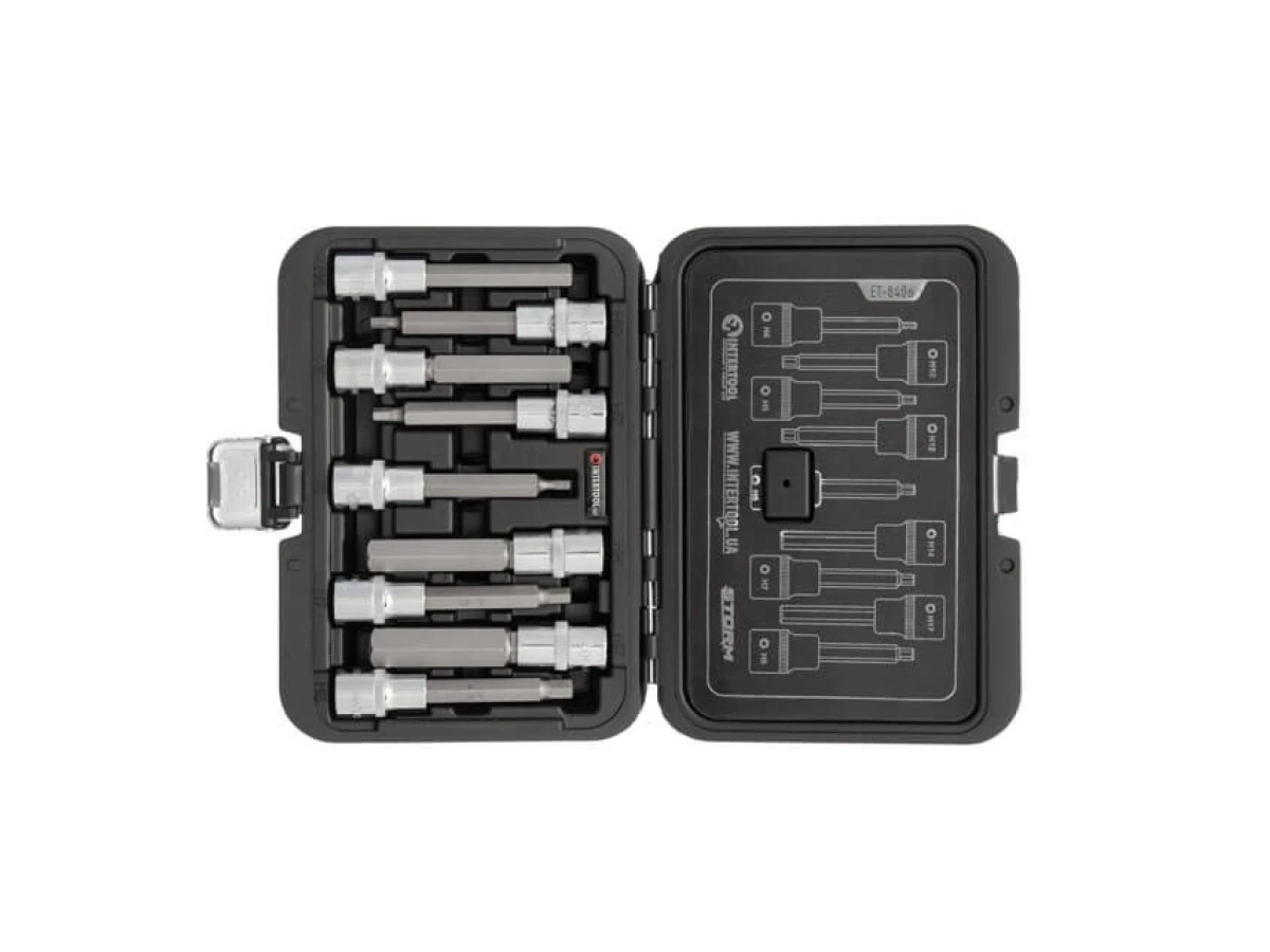 Набір біт HEX 1/2" 4-17, 100 мм, S2, STORM INTERTOOL ET-8406 