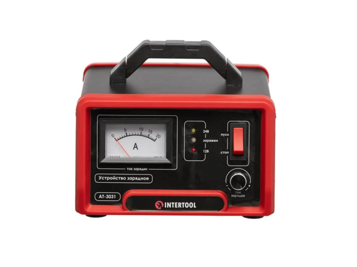 Устройство зарядное для аккумуляторов 12/24 В, 0-10 А, 6-150 Ач, с микропроцессором INTERTOOL AT-3031 