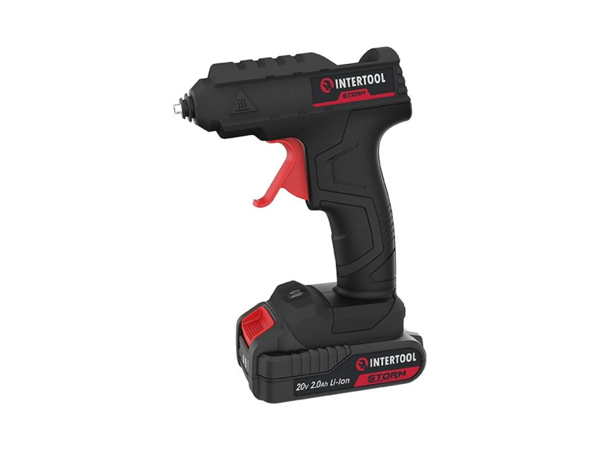 Пістолет клейовий 20 В, під стрижні 10.8-11.5мм, без ЗП та АКБ INTERTOOL WT-9301 