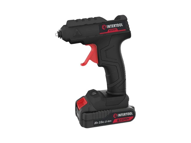 Пістолет клейовий 20 В, під стрижні 10.8-11.5мм, без ЗП та АКБ INTERTOOL WT-9301 