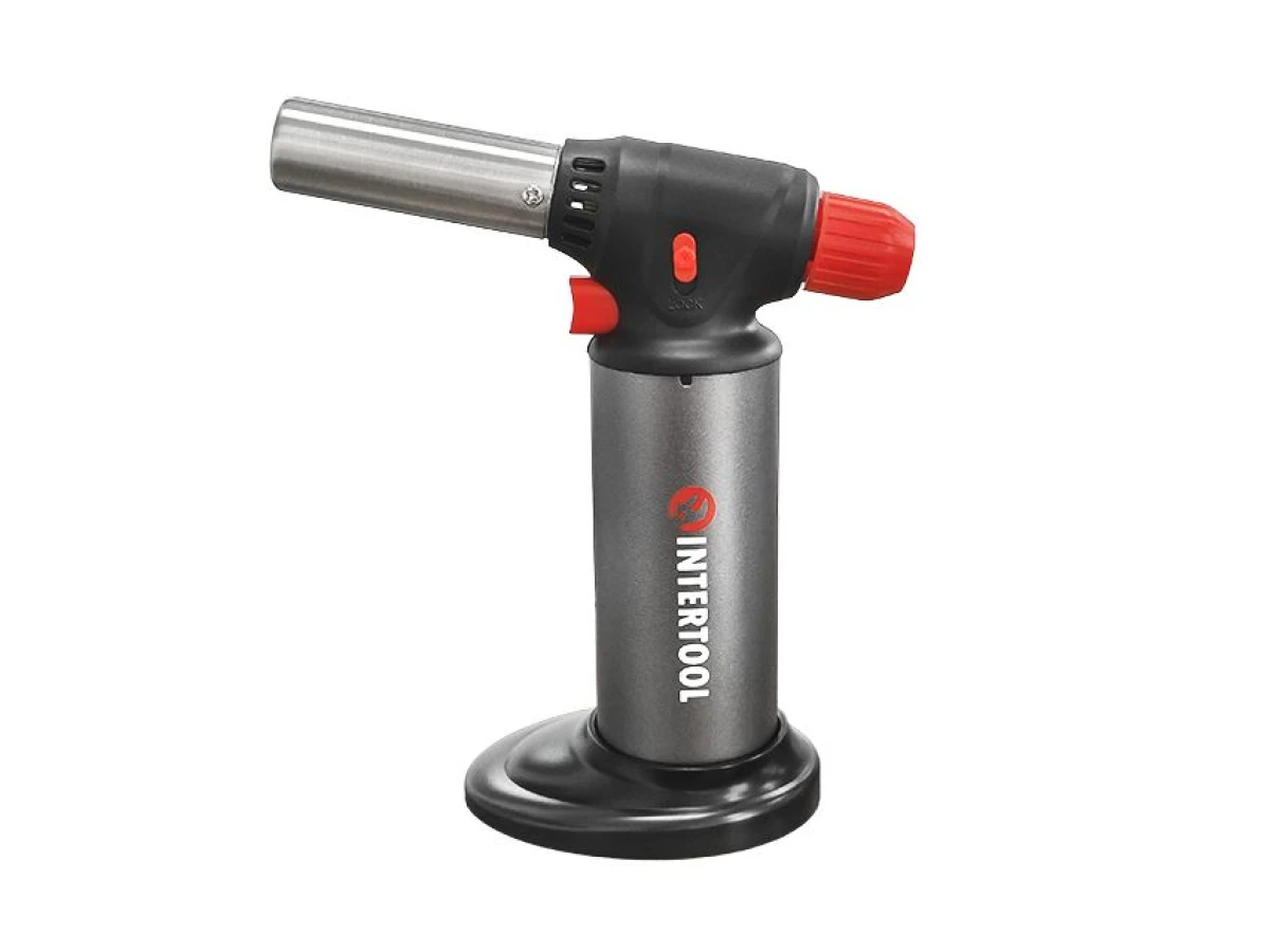 Горелка газовая заправляемая. Пьезорозжиг, 1100 град.С INTERTOOL GB-0009 