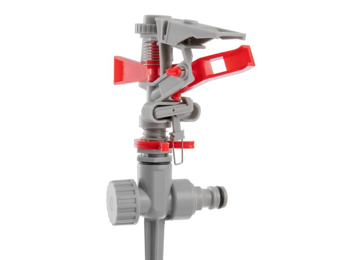 Дождеватель пульсирующий с полной или частичной зоной полива на костыле, круг/сектор полива до 12м Brass, Zinc alloy INTERTOOL GE-0053 