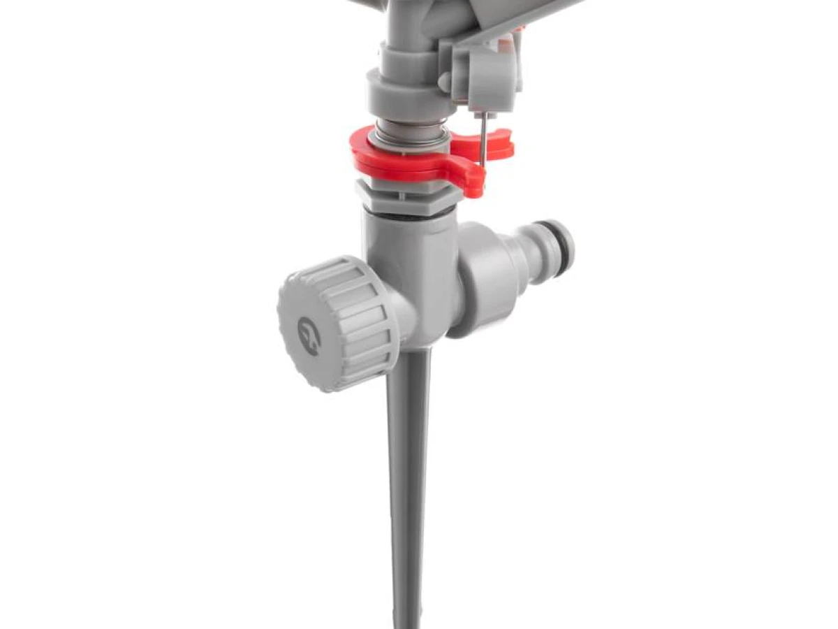 Дождеватель пульсирующий с полной или частичной зоной полива на костыле, круг/сектор полива до 12м Brass, Zinc alloy INTERTOOL GE-0053 