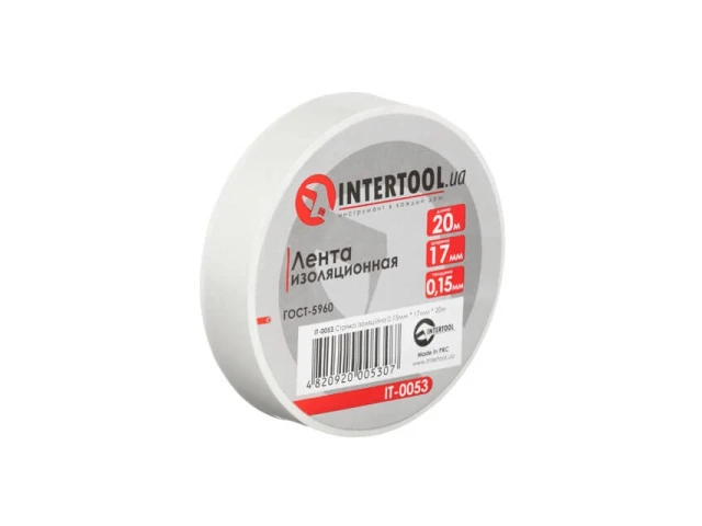 Стрічка ізоляційна, 17 мм * 20 м * 0.15 мм, біла INTERTOOL IT-0053 