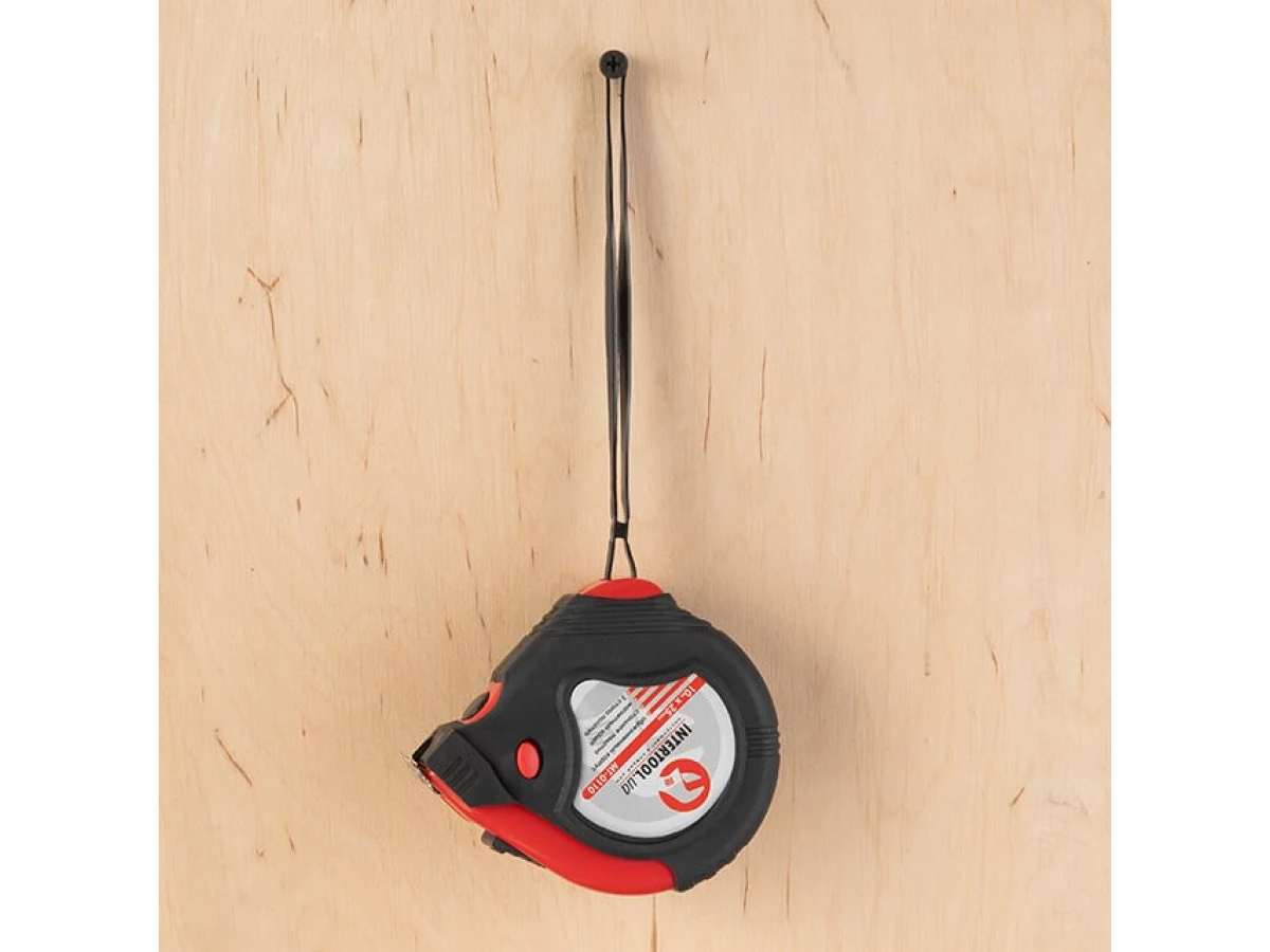 Рулетка з металевим полотном 10м x 25мм, три стопора полотна INTERTOOL MT-0110 