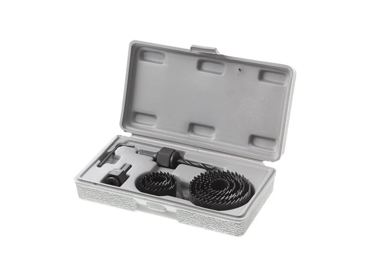 Набір корончастих свердел по деревині, 19-64 мм, 11 шт. (19,22,29,32,38,44,51,64мм) INTERTOOL BT-0023 