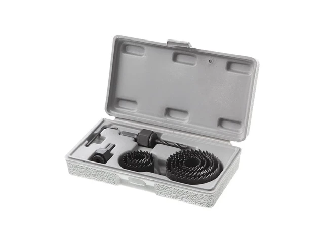 Набір корончастих свердел по деревині, 19-64 мм, 11 шт. (19,22,29,32,38,44,51,64мм) INTERTOOL BT-0023 