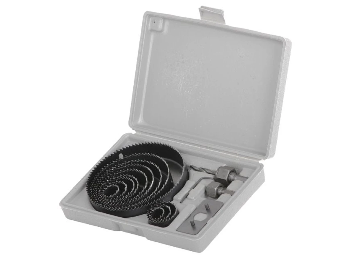 Набір корончатих свердел по деревині 19-127 мм 16 шт (19, 22, 29, 32, 38, 44, 54, 64, 76, 89, 102, 127 мм) INTERTOOL BT-0026 