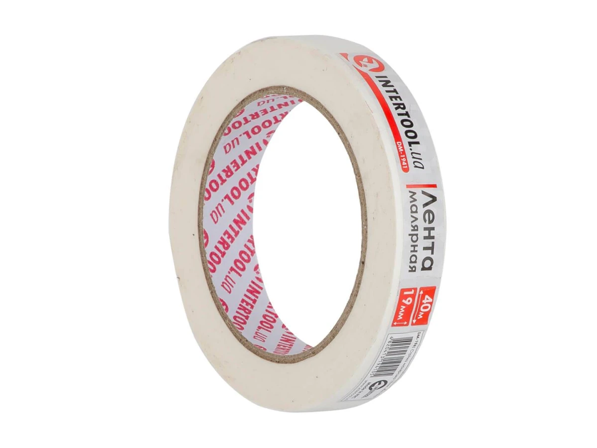 Стрічка малярська 19 мм, 40 м, белая INTERTOOL DM-1941 