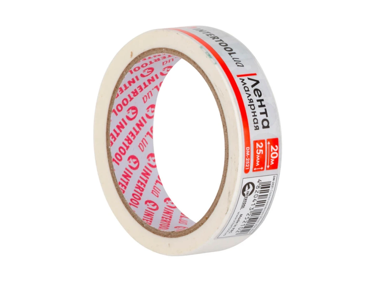 Стрічка малярська 25 мм, 20 м, біла INTERTOOL DM-2521 