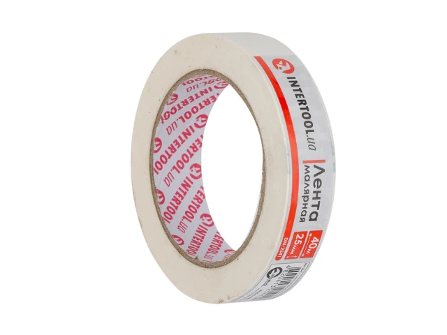 Лента малярная 25мм, 40м, белая INTERTOOL DM-2541 