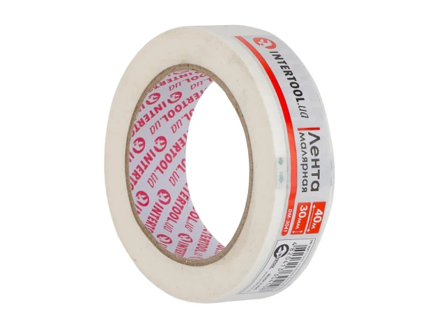 Стрічка малярська 30 мм, 40 м, біла INTERTOOL DM-3041 