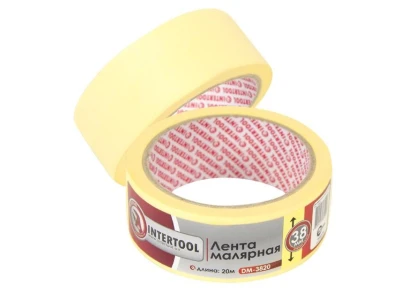 Стрічка малярська 38 мм, 20 м, жовта INTERTOOL DM-3820