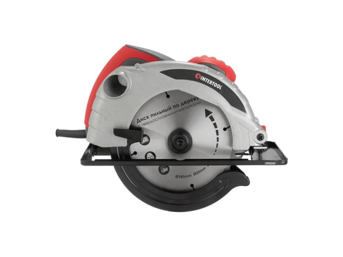 Пила дискова 1300 Вт, 5000 об/хв., кут нахилу 0-45°, глибина розпилу 41/57 мм, диск 185*20 мм INTERTOOL DT-0613 