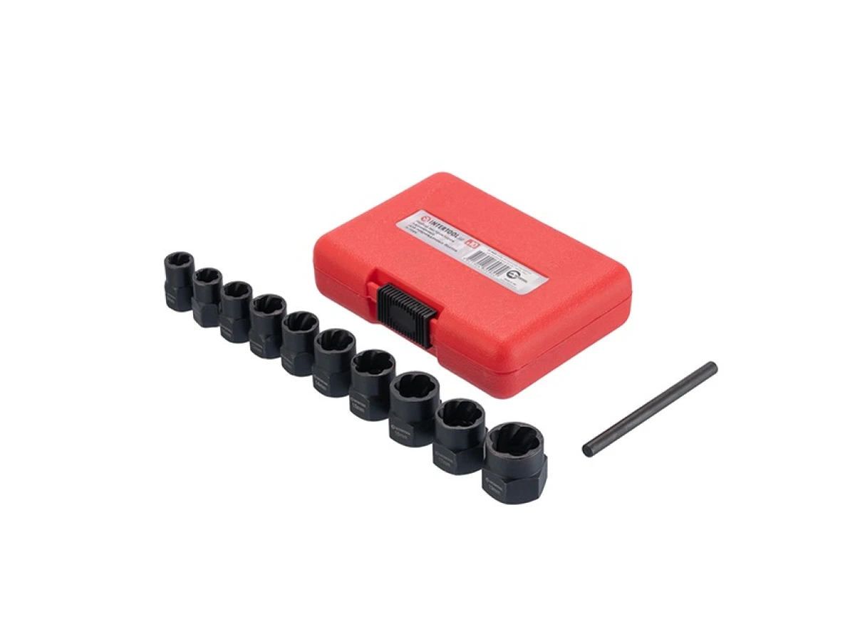 Набор экстракторов удлиненных для поврежденных болтов и гаек, 10шт INTERTOOL SD-8008 