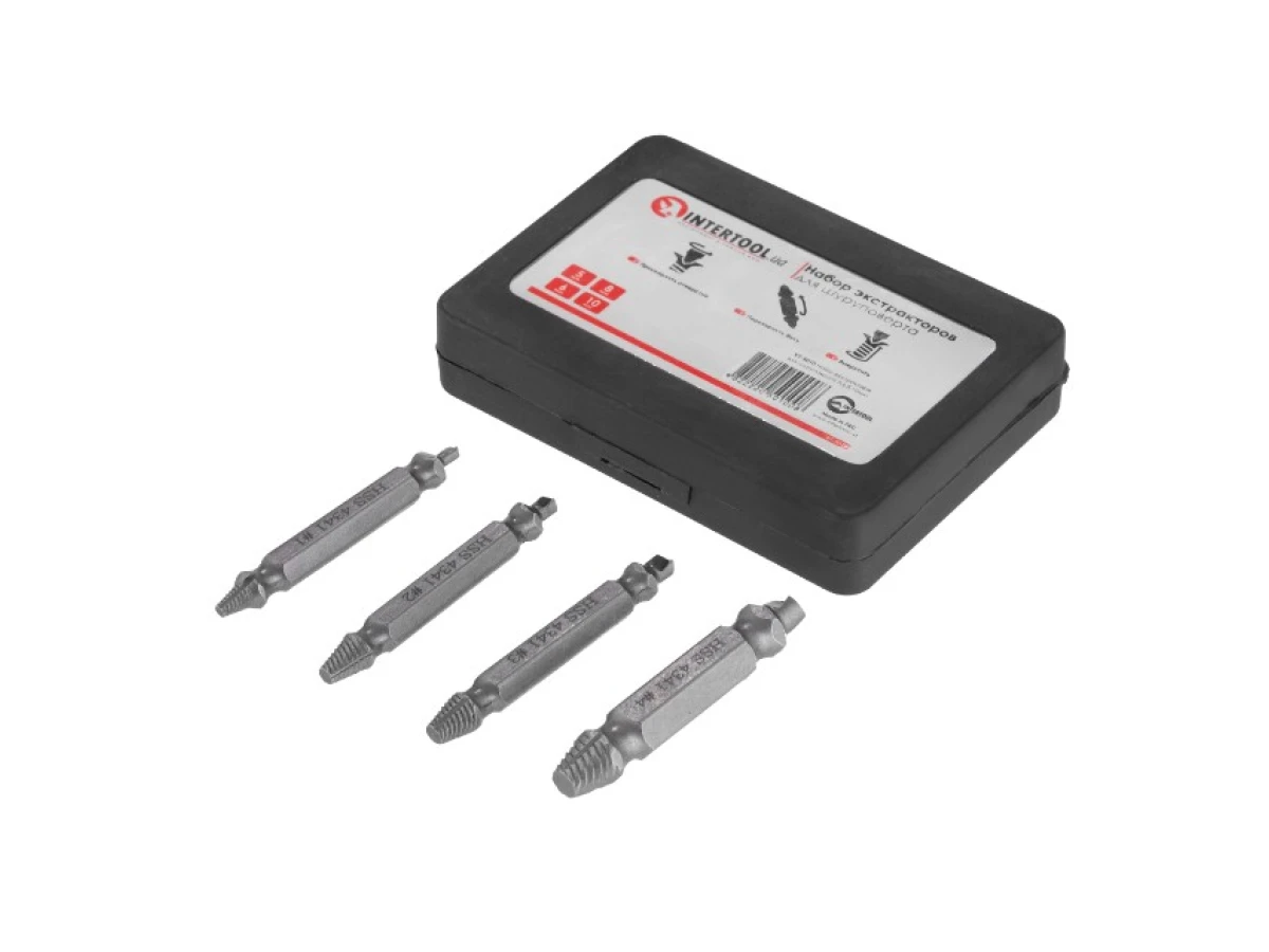 Набор экстракторов для шуруповерта 5, 6, 8, 10 мм INTERTOOL VT-5010 