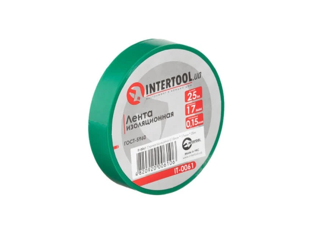 Стрічка ізоляційна, 17 мм * 25 м * 0.15 мм, зелена INTERTOOL IT-0061 