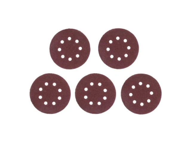Круг наждачный самоклеющийся 125 мм с отверстиями, бумага класс С, плотность 140 г/м2, К36, уп. 5 ед INTERTOOL BT-0582 