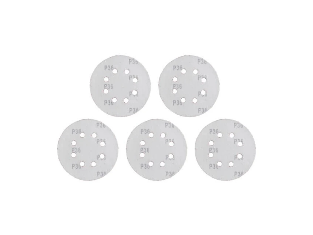 Круг наждачный самоклеющийся 125 мм с отверстиями, бумага класс С, плотность 140 г/м2, К36, уп. 5 ед INTERTOOL BT-0582 