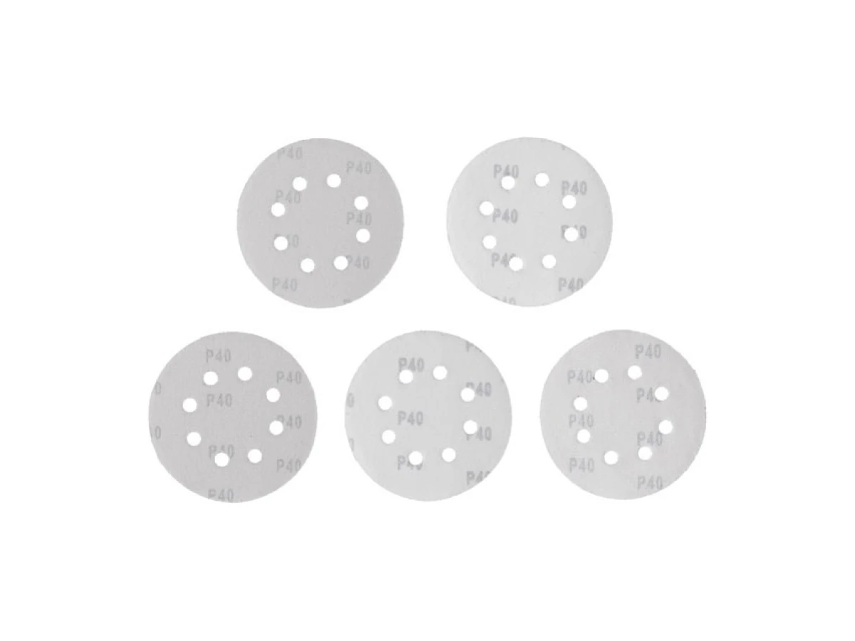 Круг наждаковий самоклеючий 125 мм з отворами , папір клас С, густина 140 г/м2, К40, уп. 5 од. INTERTOOL BT-0583 