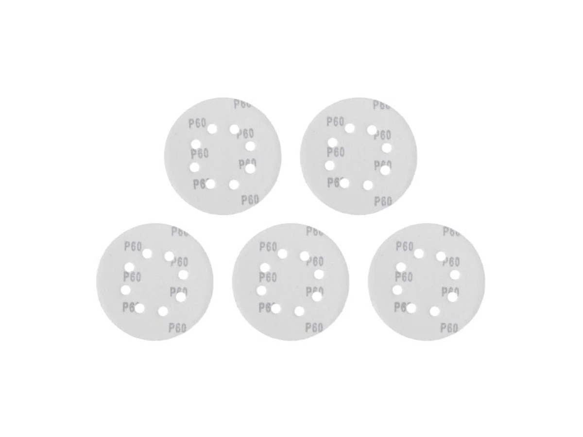 Круг наждаковий самоклеючий 125 мм з отворами , папір клас С, густина 140 г/м2, К60, уп. 5 од. INTERTOOL BT-0584 