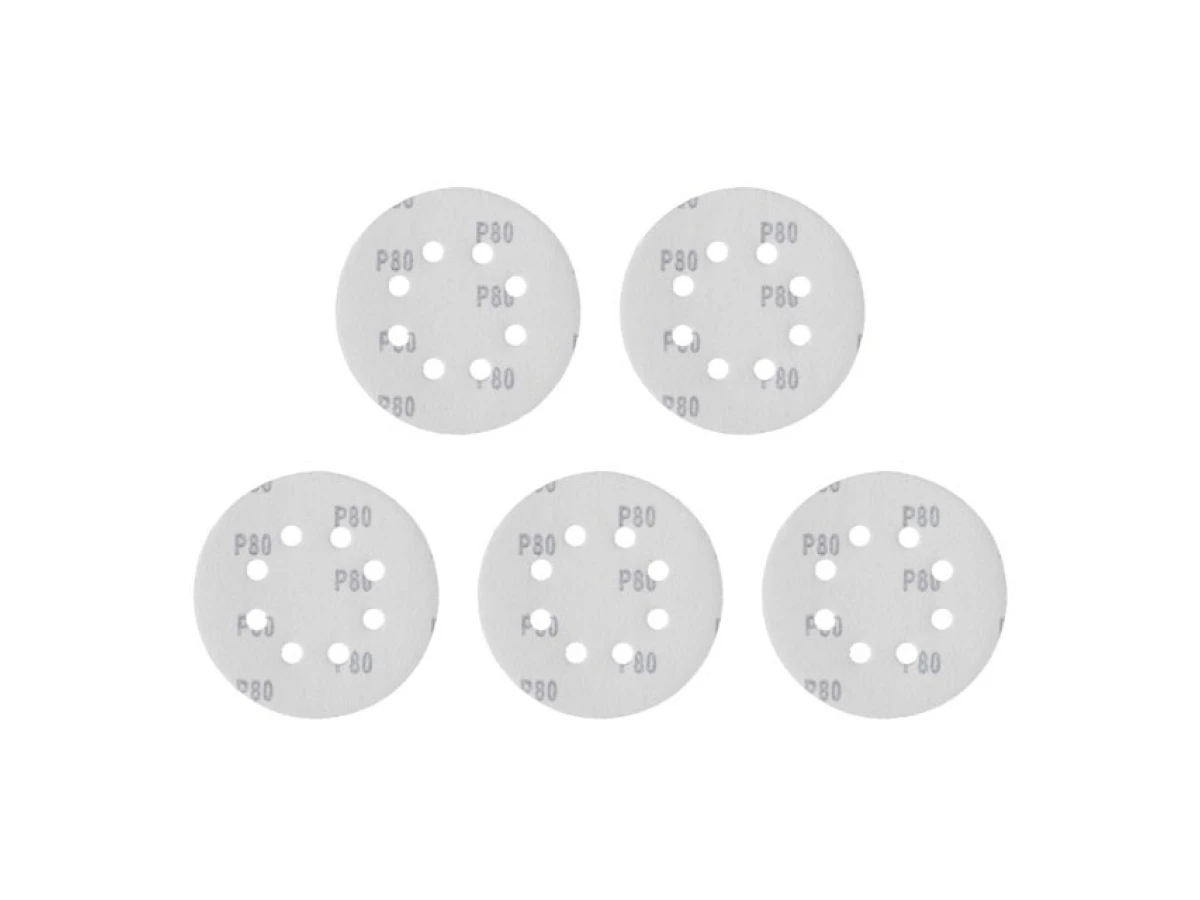 Круг наждаковий самоклеючий 125 мм з отворами , папір клас С, густина 140 г/м2, К80, уп. 5 од. INTERTOOL BT-0585 