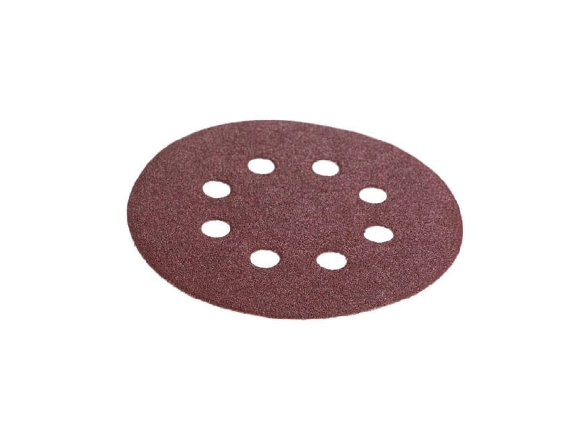 Круг наждаковий самоклеючий 125 мм з отворами , папір клас С, густина 140 г/м2, К80, уп. 5 од. INTERTOOL BT-0585 