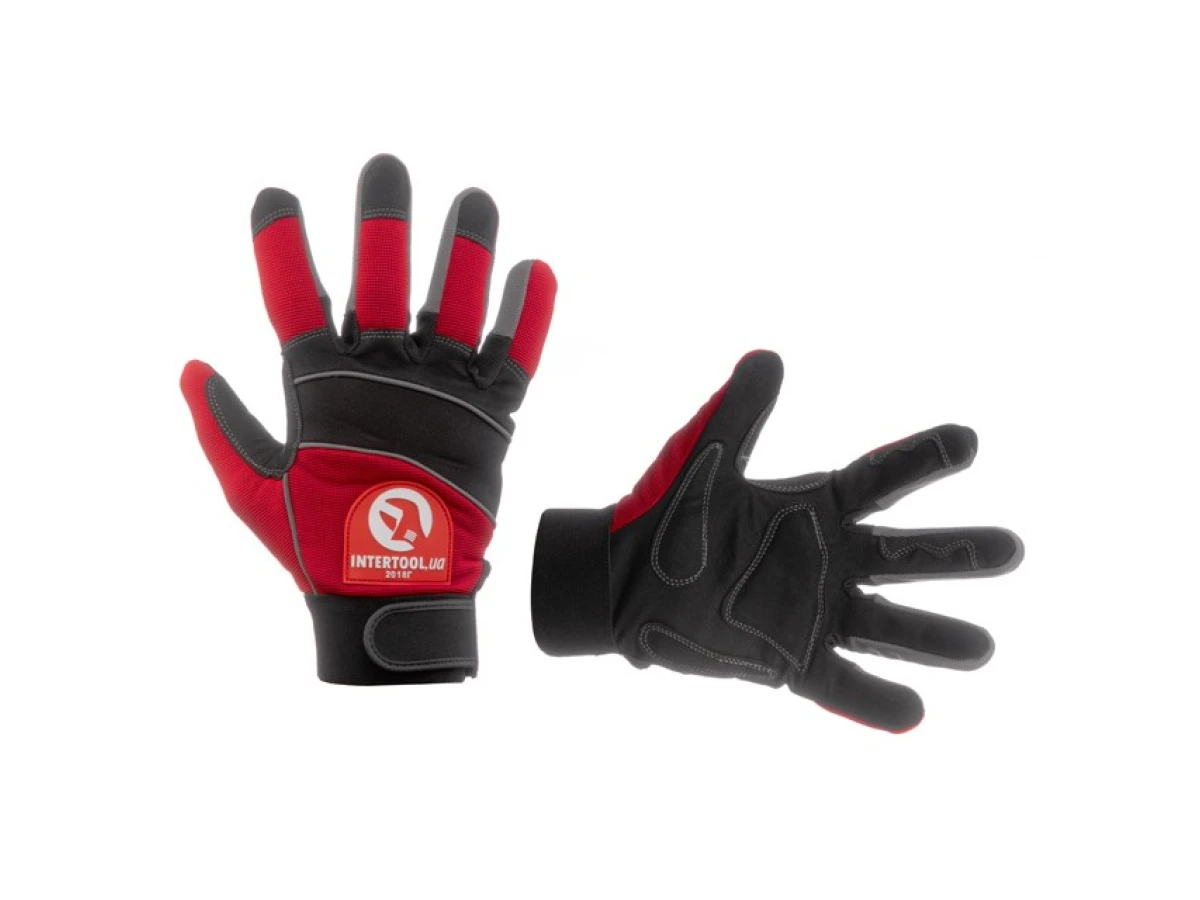 Перчатка Microfiber со вставками спандекса и неопрена, эластичный манжет на липучке, 9 INTERTOOL SP-0141 