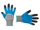 Перчатка трикотажная,синтетическая,усиленная,3/4 облив,покрытая вспененным латексом синего цвета,покрытие пальцев морщинистым латексом черного цвета,1 INTERTOOL SP-0107 