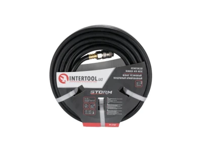 Шланг гумовий повітряний армований, 20 атм, 6*13 мм, 15 м, зі швидкороз'ємними з'єднаннями, STORM INTERTOOL PT-1737