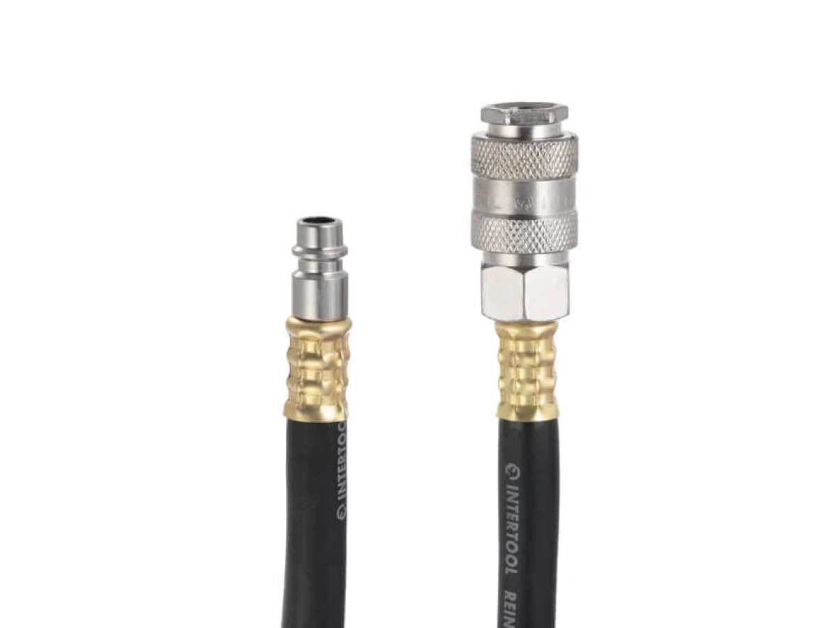 Шланг гумовий повітряний армований, 20 атм, 6*13 мм, 15 м, зі швидкороз'ємними з'єднаннями, STORM INTERTOOL PT-1737 