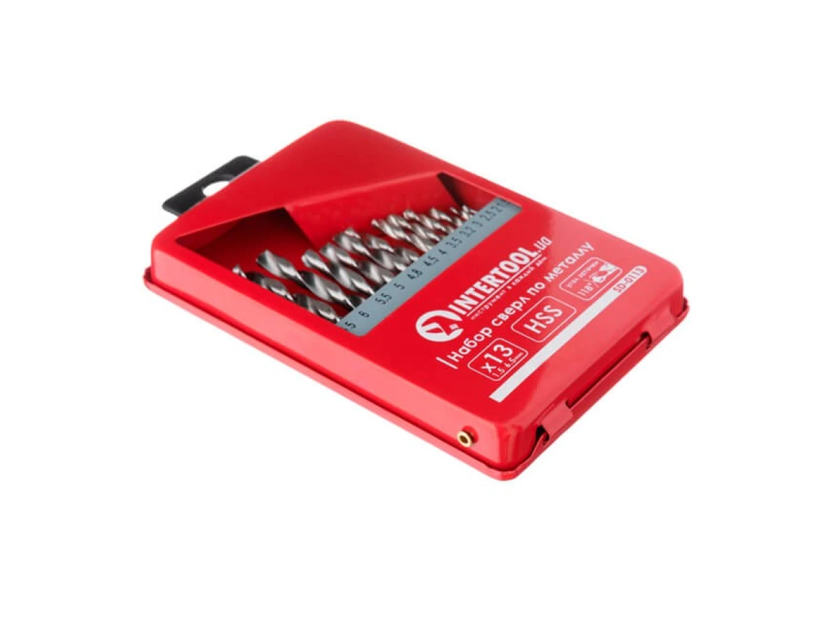 Набір свердел по металу HSS 13шт (1.5-6.5), полірована сталь INTERTOOL SD-0113 