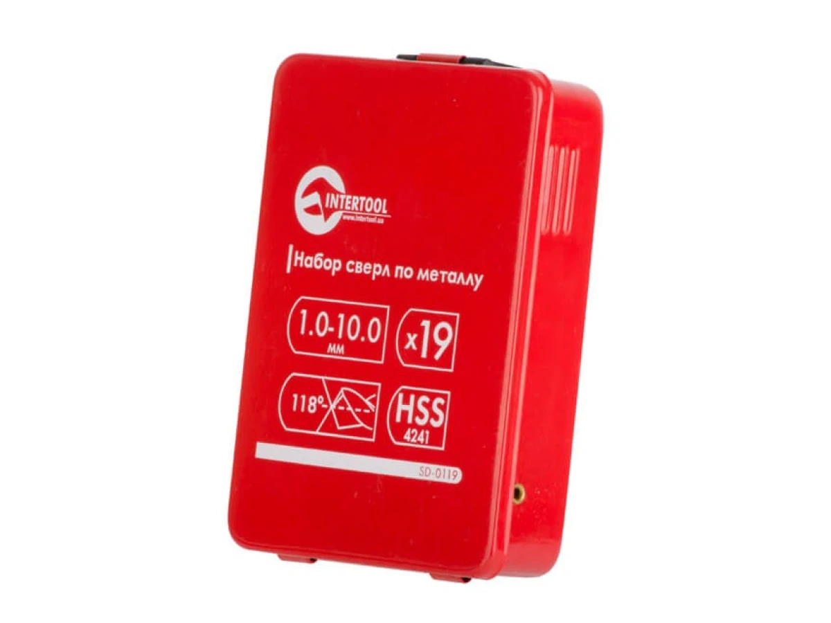 Набір свердел по металу HSS 19 од. (1.0-10.0), полірована сталь INTERTOOL SD-0119 
