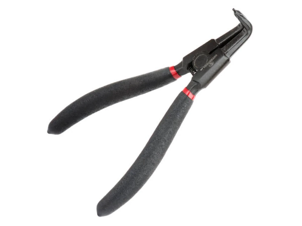 Щипцы для снятия и установки стопорных колец 180 мм, изогнутые на разжим, 40CrV, фосфатированные. INTERTOOL HT-7019 